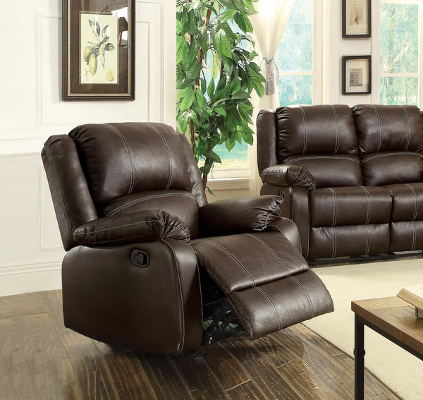 Zuriel Brown PU Rocker Recliner (Motion) image