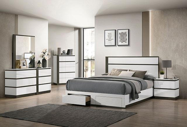 BIRSFELDEN Cal.King Bed w/ Drawers, White