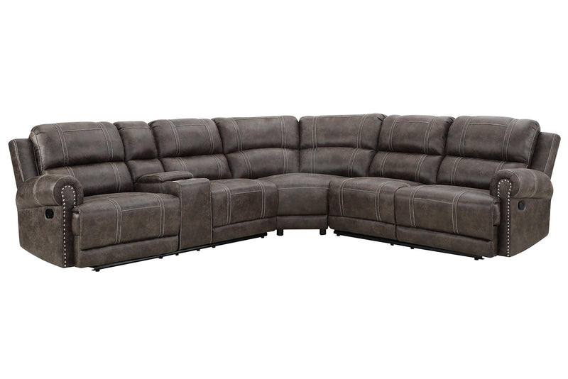 New Classic Furniture Calhoun 3pc Power Reclining Sectional in Walnut