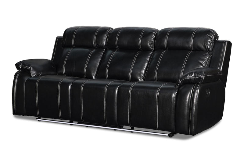 New Classic Fusion Dual Recliner Sofa with Power Foot Rest in Ebony