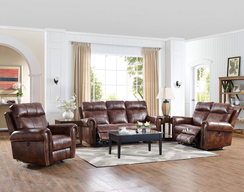 New Classic Roycroft Dual Recliner Sofa in Pecan