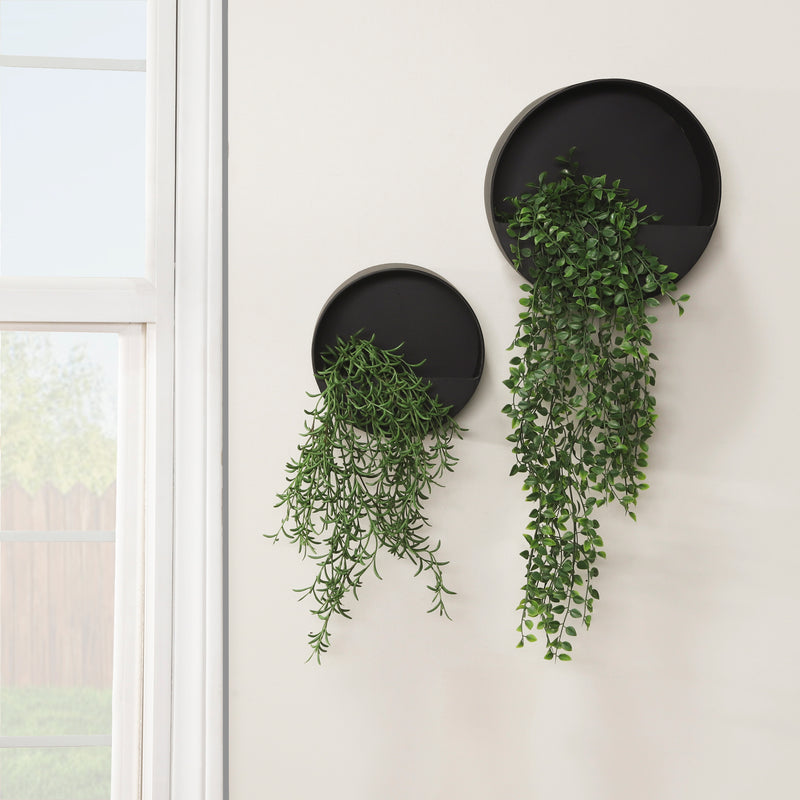 Metal S/2 9/12" Wall Planters, Black image