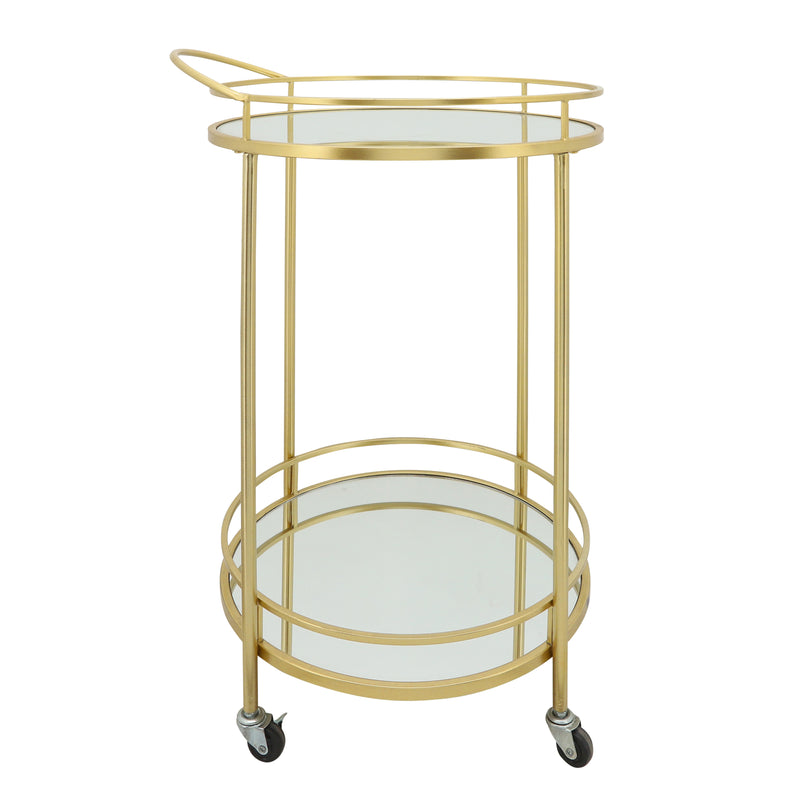 Metal 32"h Round 2-layered Bar Cart, Gold image